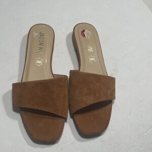 Jason Wu Cognac Suede Slide Minimalist Sandals in size 10